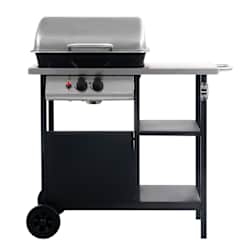 vidaXL Gassgrill med sidebord i 3 etasjer svart og s&oslash;lv