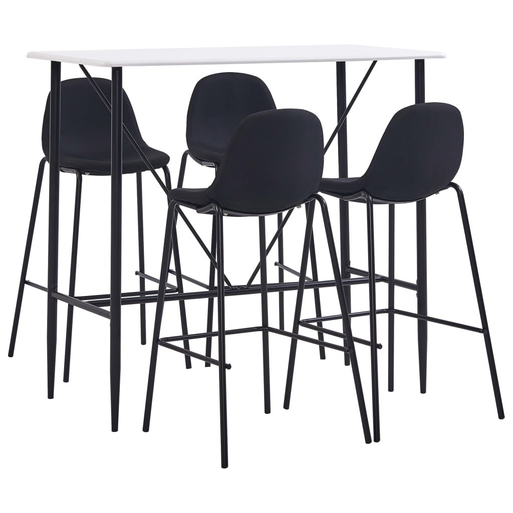 vidaXL Set mobilier de bar, 5 piese, negru, material textil