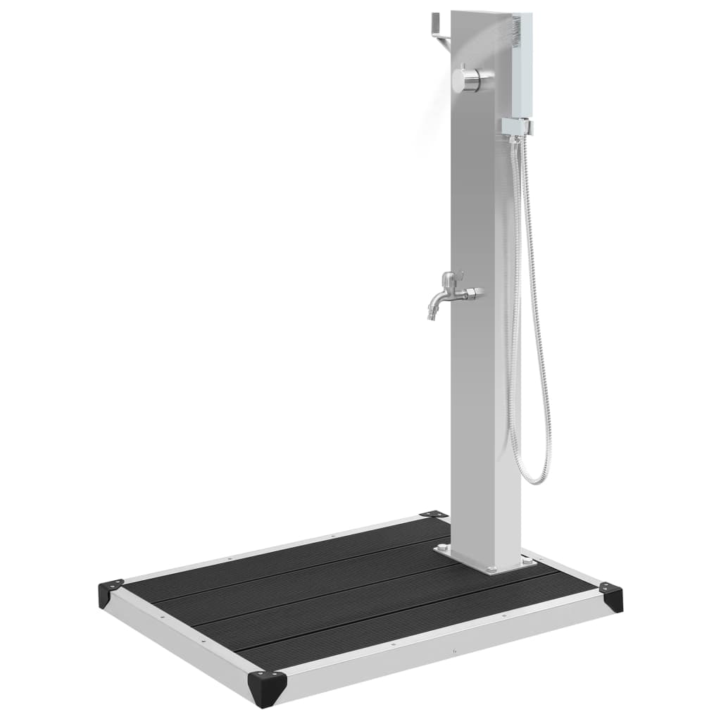 Douche D'extérieur Avec Receveur De Douche WPC Acier Inoxydable VidaXL 15 width=274