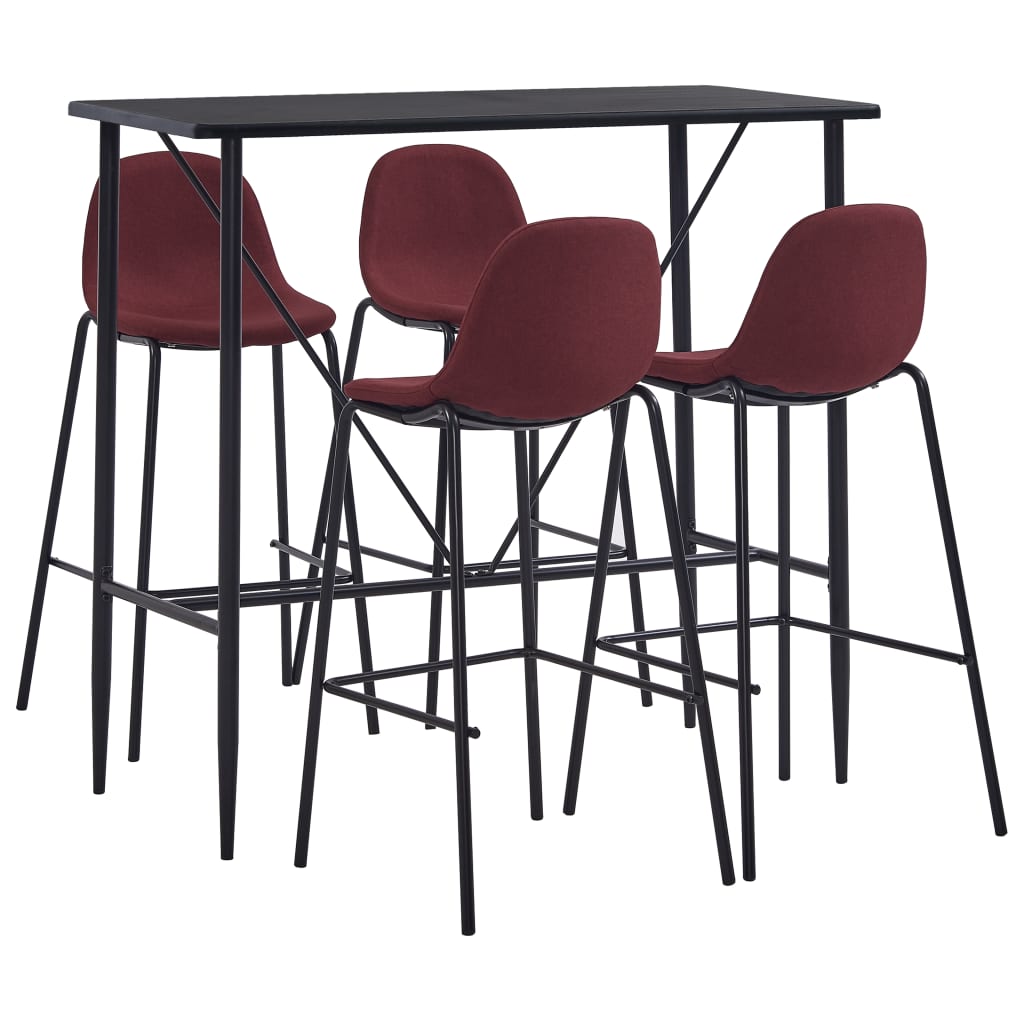 vidaXL Set mobilier de bar, 5 piese, roșu vin, material textil de la vidaxl imagine noua