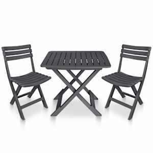 3dílný skládací bistro set plastový antracitový