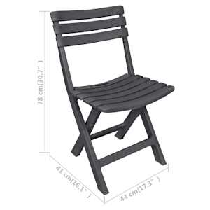 3dílný skládací bistro set plastový antracitový - obrázek 10