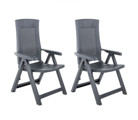 vidaXL Chaises inclinables de jardin 2 pcs Plastique Anthracite vidaXL Chaises inclinables de jardin 2 pcs Plastique Anthracite