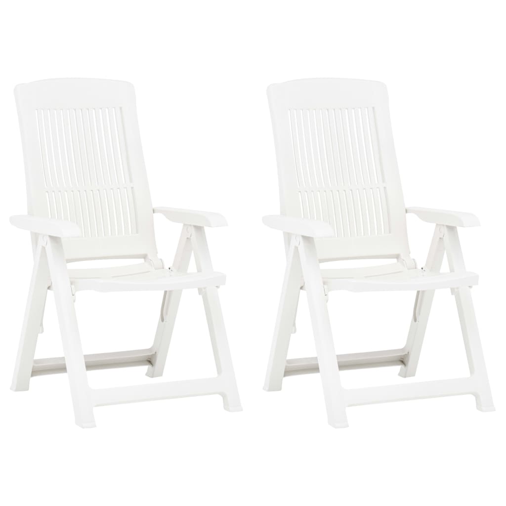 Chaises inclinables de jardin 2 pcs lit- Pwshymi - Simplicitate - Blanc - Plastique - 60 x 61 x 109 cm