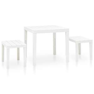 Zahradní stůl se 2 lavicemi plast bílý - obrázek 1