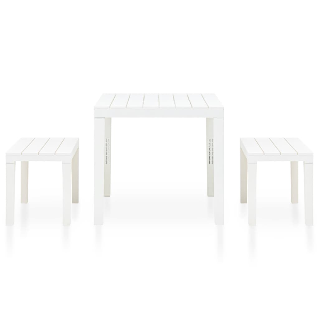 Fehér műanyag kerti asztal 2 paddal 