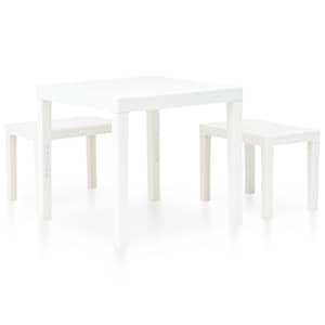 Zahradní stůl se 2 lavicemi plast bílý - obrázek 2