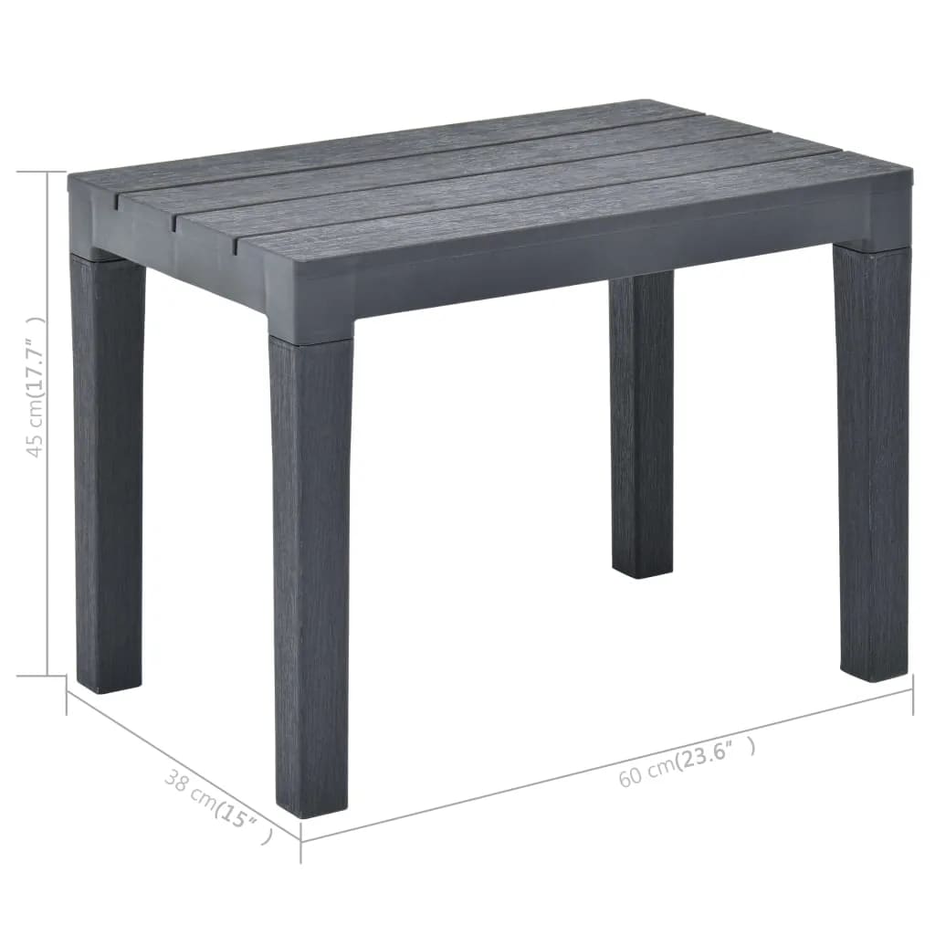 Zestaw mebli ogrodowych: stół + 2 ławki, antracytowy, plastik, 78x78x72 cm