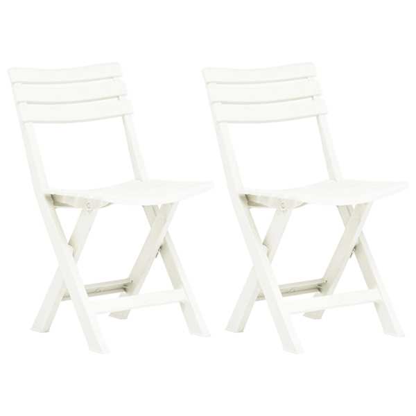 vidaXL Kokkupandavad toolid 2 tk, plast, valged