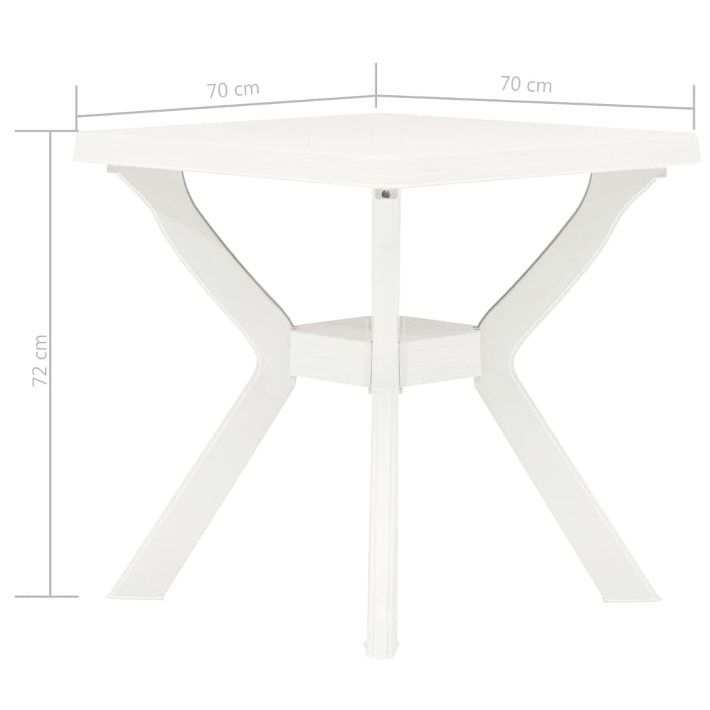 Fehér műanyag bisztróasztal 70 x 70 x 72 cm 