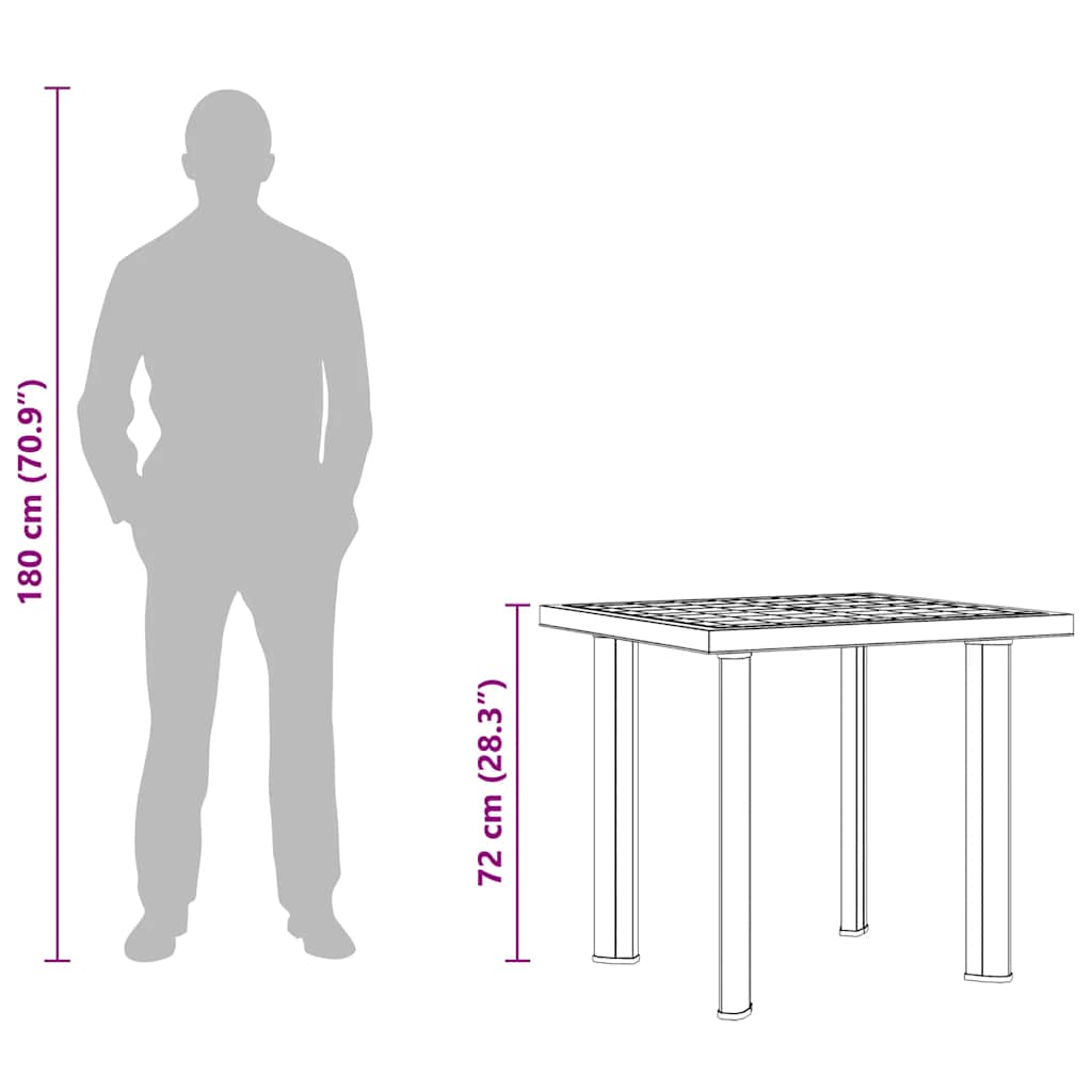 dārza galds, balts, 80x75x72 cm, plastmasa