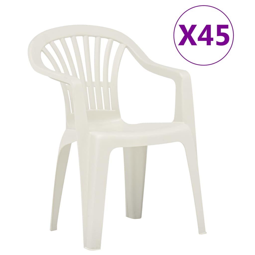 Stapelbare Gartenstühle 45 Stk. Kunststoff Weiß-1