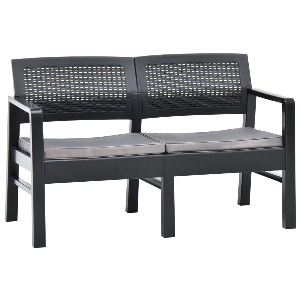 2-Seater Garden Bench with Cushions 133 cm Plastic Anthracite