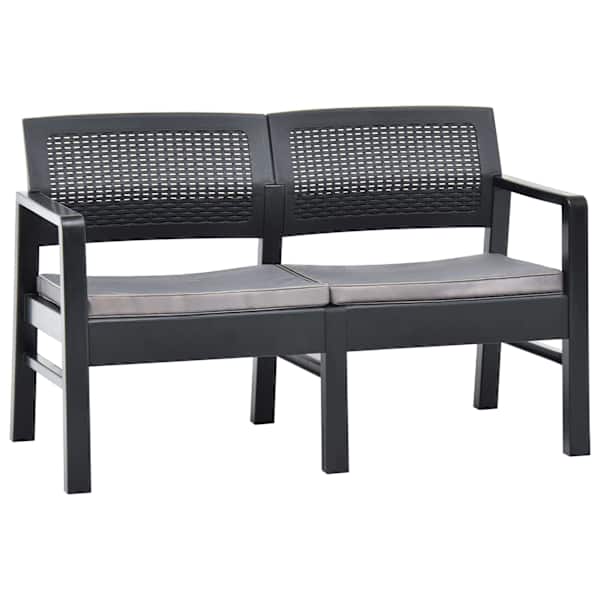 vidaXL kahekohaline aiapink patjadega 120 cm, plast, antratsiithall