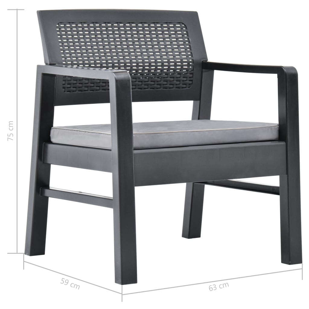 3-Piece garden furniture set, gray plastic
