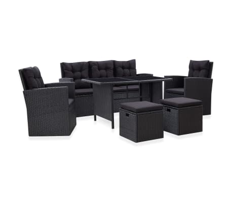 vidaXL Salon de jardin 6 pcs avec coussins Résine tressée Noir-picture