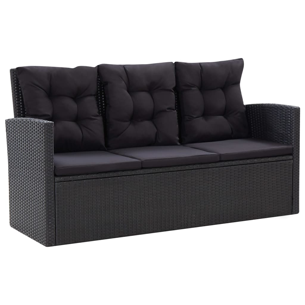vidaXL 6-delige Loungeset met kussens poly rattan zwart afbeelding