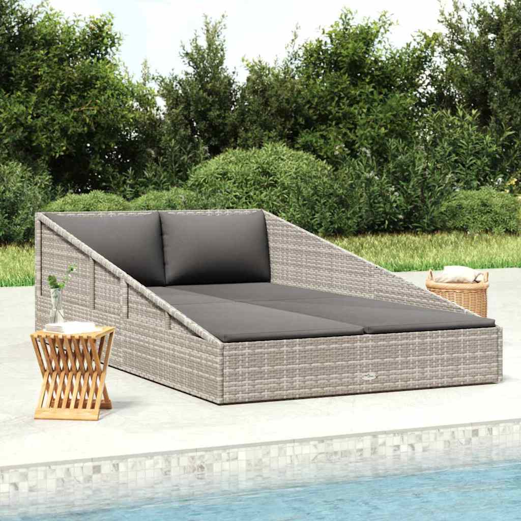 vidaXL solseng 110x200 cm polyrattan grå