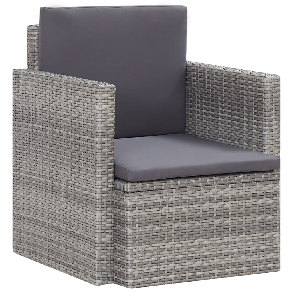 Image of vidaXL Garden Chair with Cushions Poly Rattan Grey