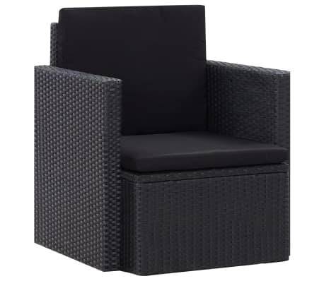 vidaXL Gartensessel mit Auflagen Poly Rattan Schwarz vidaXL Gartensessel mit Auflagen Poly Rattan Schwarz