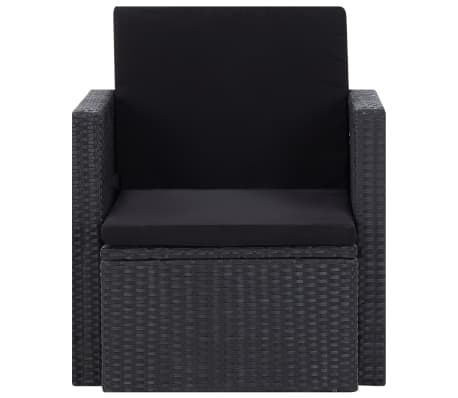 vidaXL ガーデンチェア クッション付き ポリラタン製 ブラック