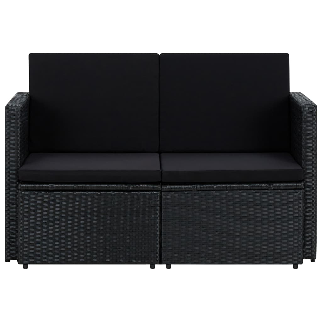 Thumbnail - vidaXL 2-Sitzer-Gartensofa mit Auflagen Schwarz Poly Rattan