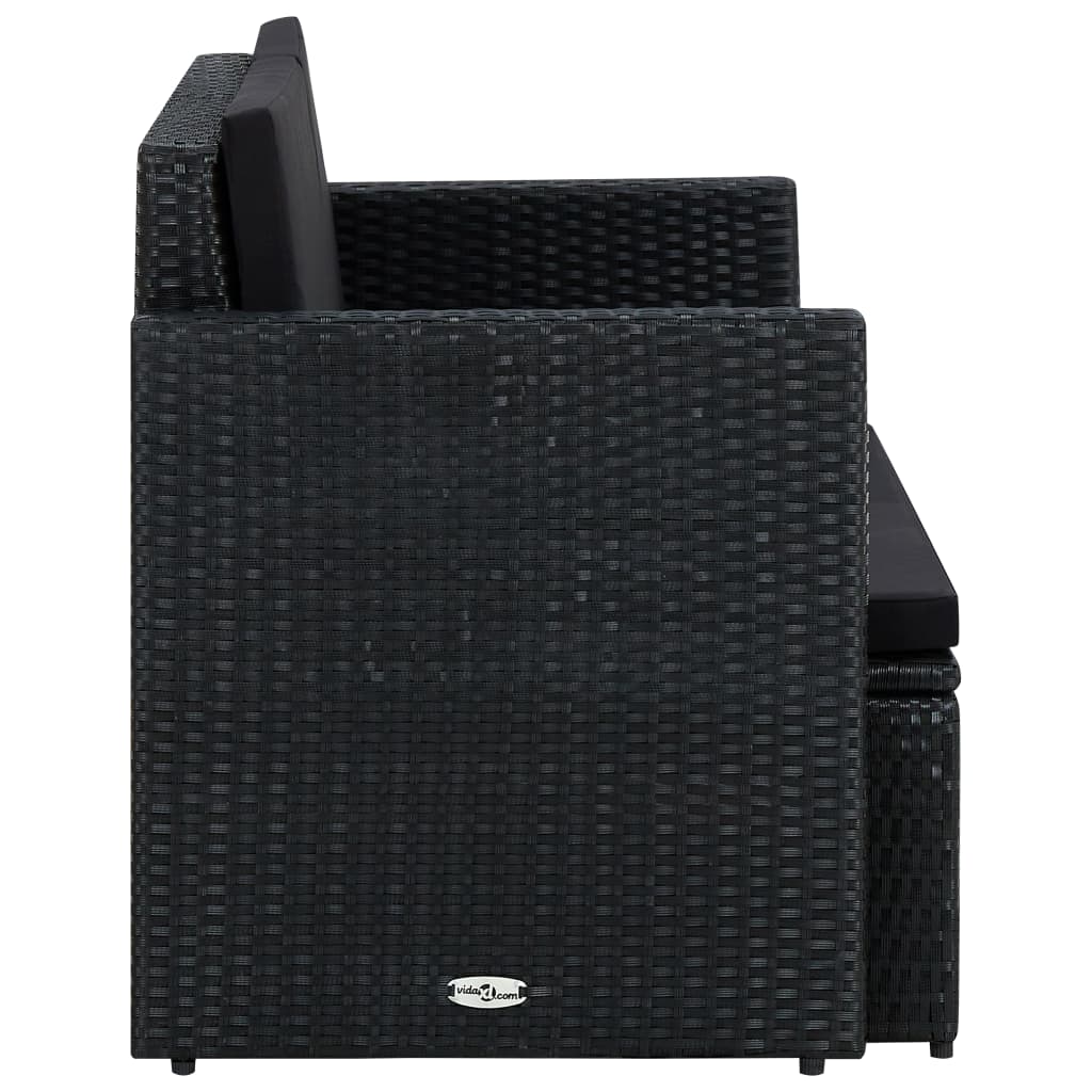 Thumbnail - vidaXL 2-Sitzer-Gartensofa mit Auflagen Schwarz Poly Rattan