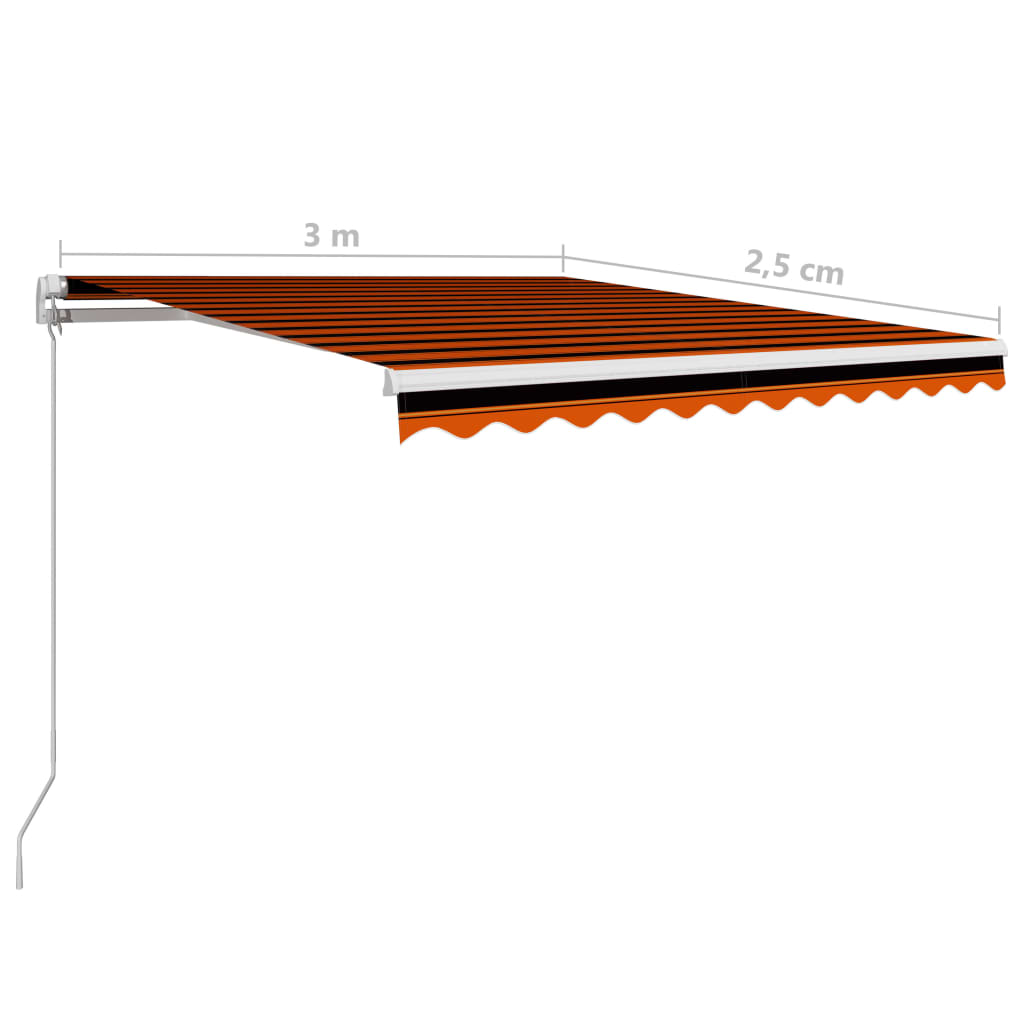  Ručne zaťahovacia markíza oranžová a hnedá 300x250 cm