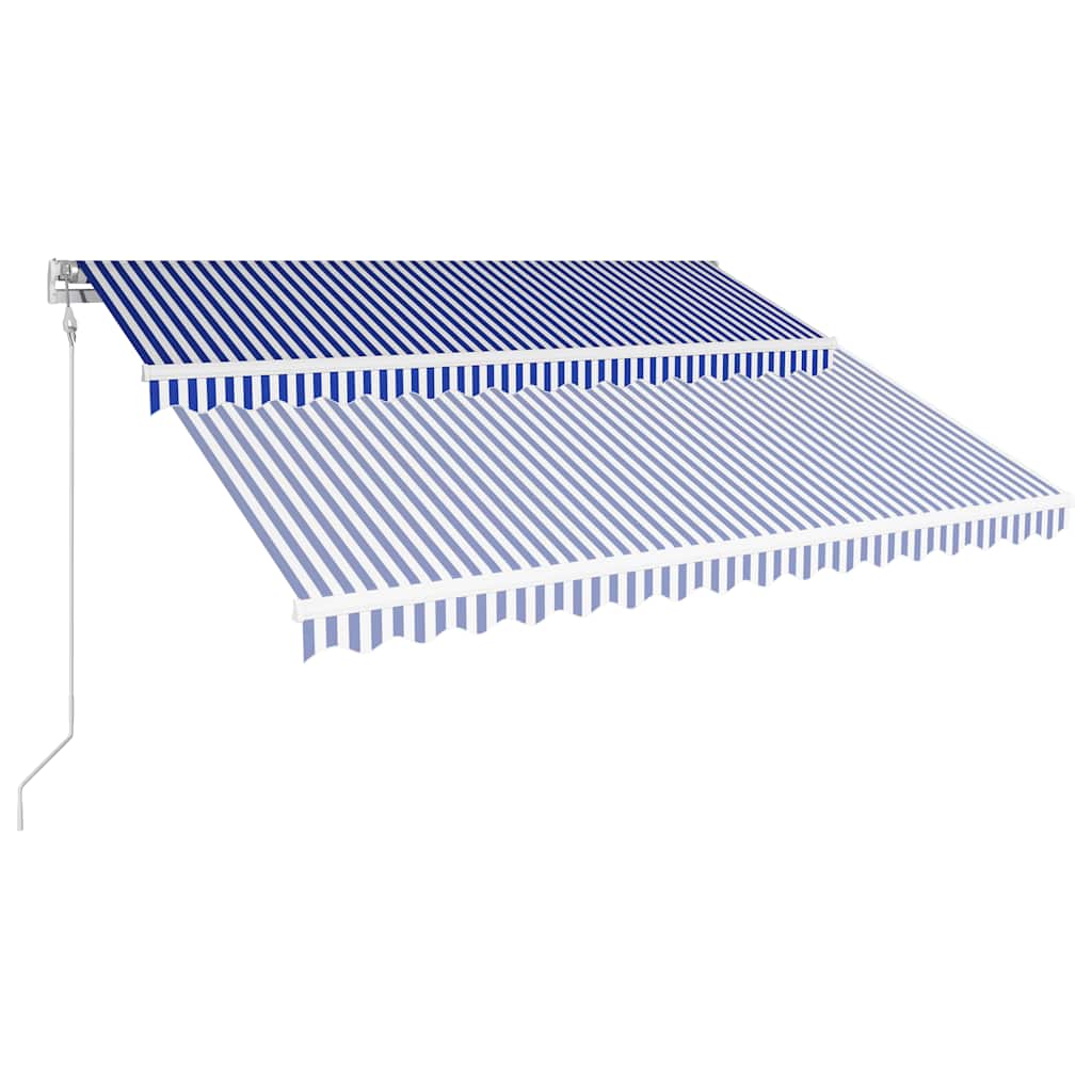 

vidaXL Luifel automatisch uittrekbaar 400x300 cm blauw en wit