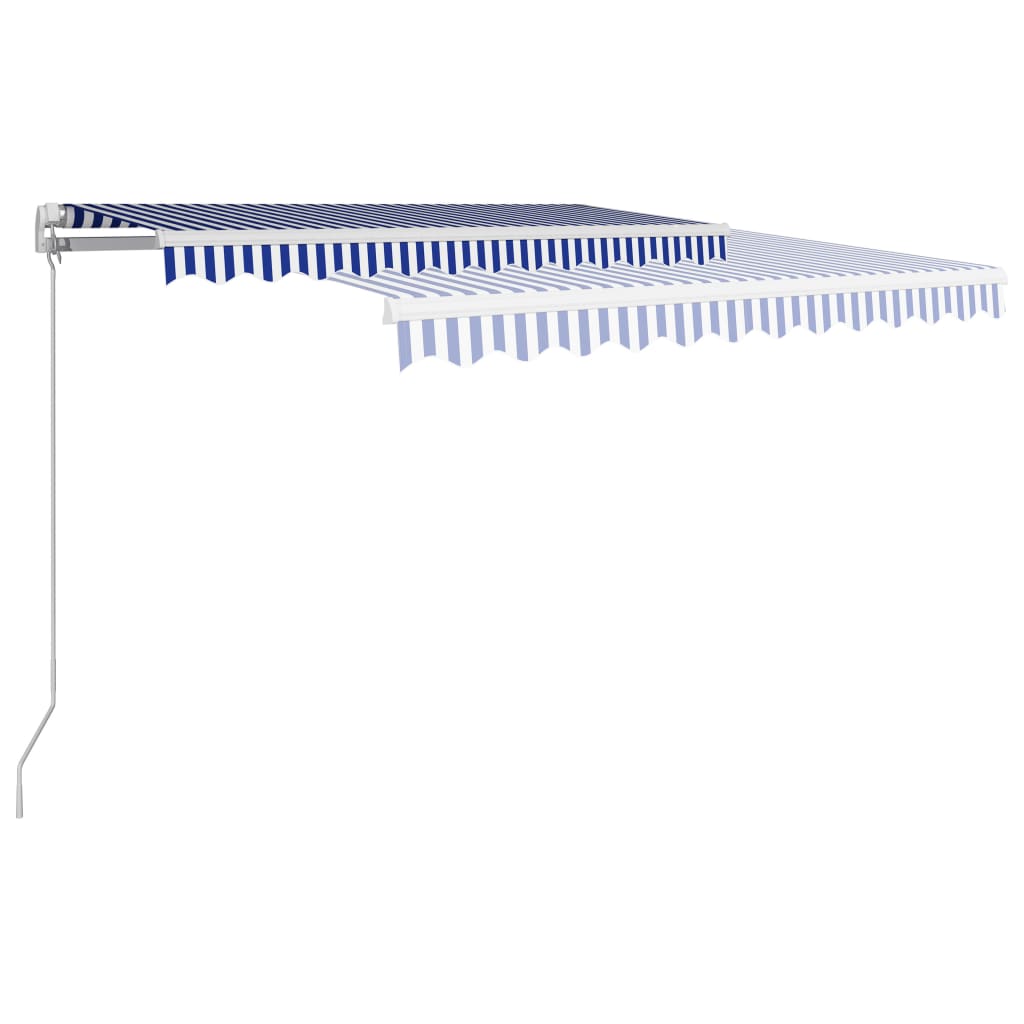 

vidaXL Luifel handmatig uittrekbaar 350x250 cm blauw en wit