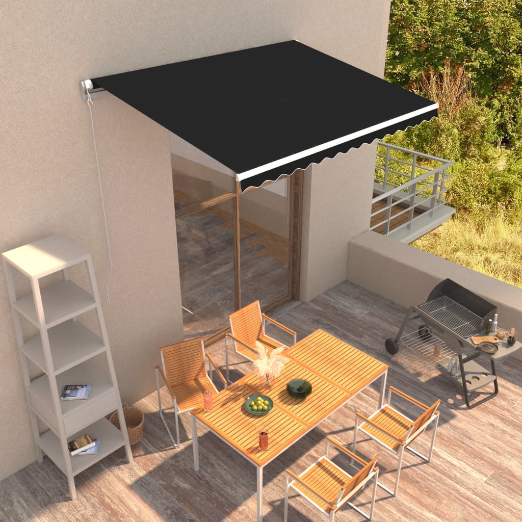 vidaXL Copertină retractabilă manual, antracit, 350 x 250 cm