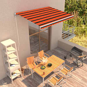 Ručně zatahovací markýza 350 x 250 cm oranžovo-hnědá - obrázek 1