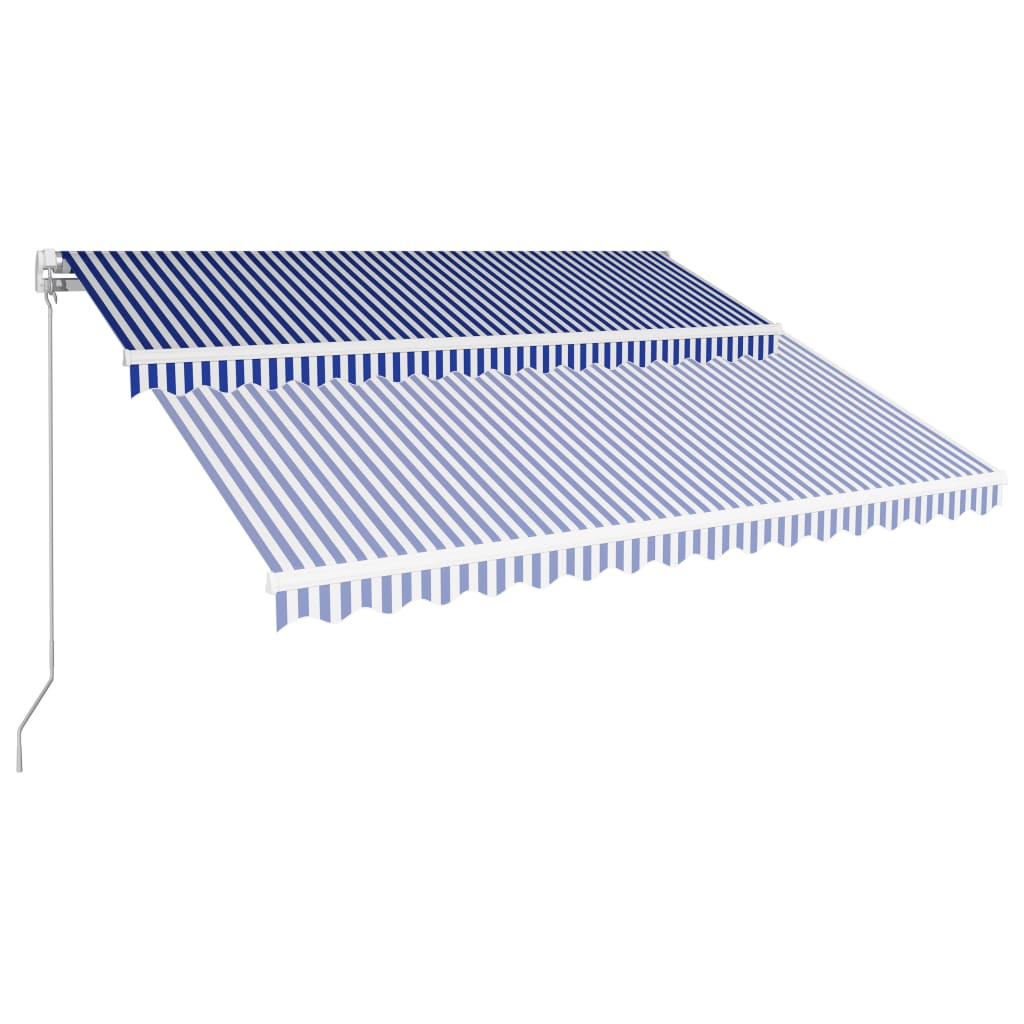 

vidaXL Luifel handmatig uittrekbaar 400x300 cm blauw en wit