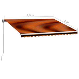 Ručně zatahovací markýza 450 x 300 cm oranžovo-hnědá - obrázek 7