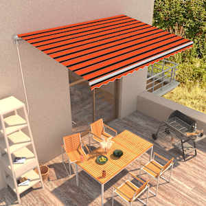Ročno zložljiva tenda 450x300 cm oranžna in rjava
