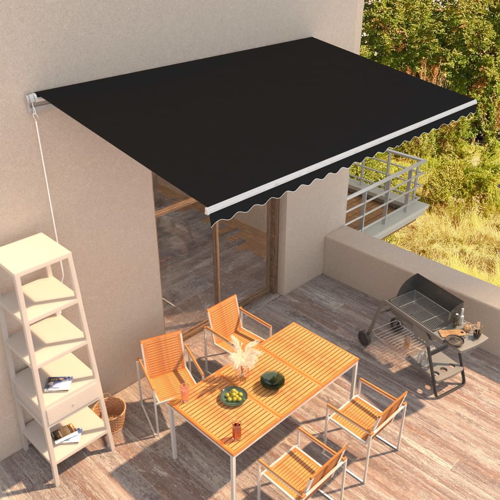 vidaXL Copertină retractabilă manual, antracit, 500 x 300 cm