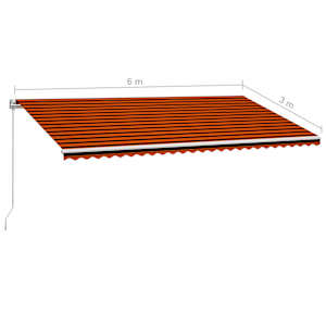Ručně zatahovací markýza 600 x 300 cm oranžovo-hnědá - obrázek 7