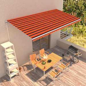 Ročno zložljiva tenda 600x300 cm oranžna in rjava