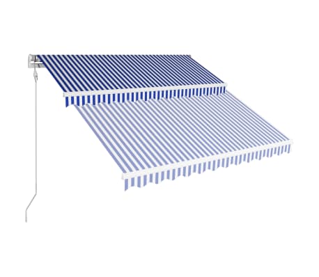 vidaXL I&scaron;traukiama markizė, mėlyna ir balta, 350x250cm, automatinė