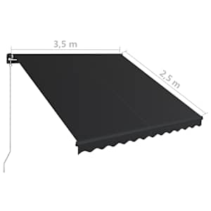 Ručně zatahovací markýza 350 x 250 cm antracitová - obrázek 7