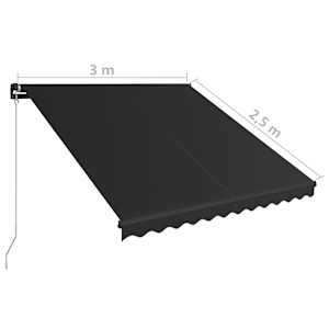 Ručně zatahovací markýza s LED světlem 300 x 250 cm antracitová - obrázek 12