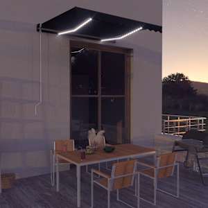 Ručně zatahovací markýza s LED světlem 300 x 250 cm antracitová - obrázek 1