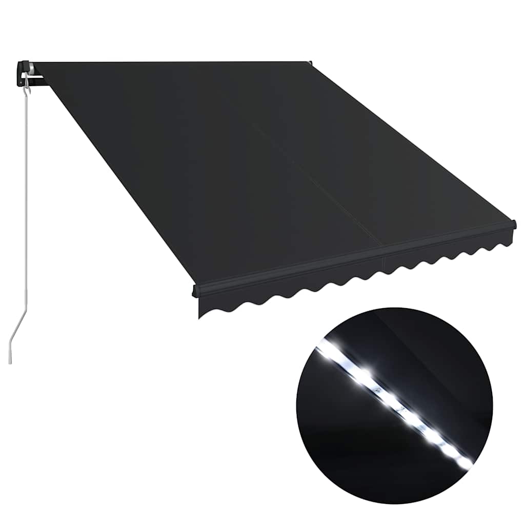 vidaXL Ručne zaťahovacia markíza s LED antracitová 350x250 cm