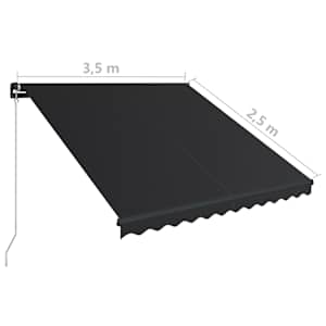Ručně zatahovací markýza s LED světlem 350 x 250 cm antracitová - obrázek 12
