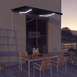 Ručně zatahovací markýza s LED světlem 350 x 250 cm antracitová - obrázek 1