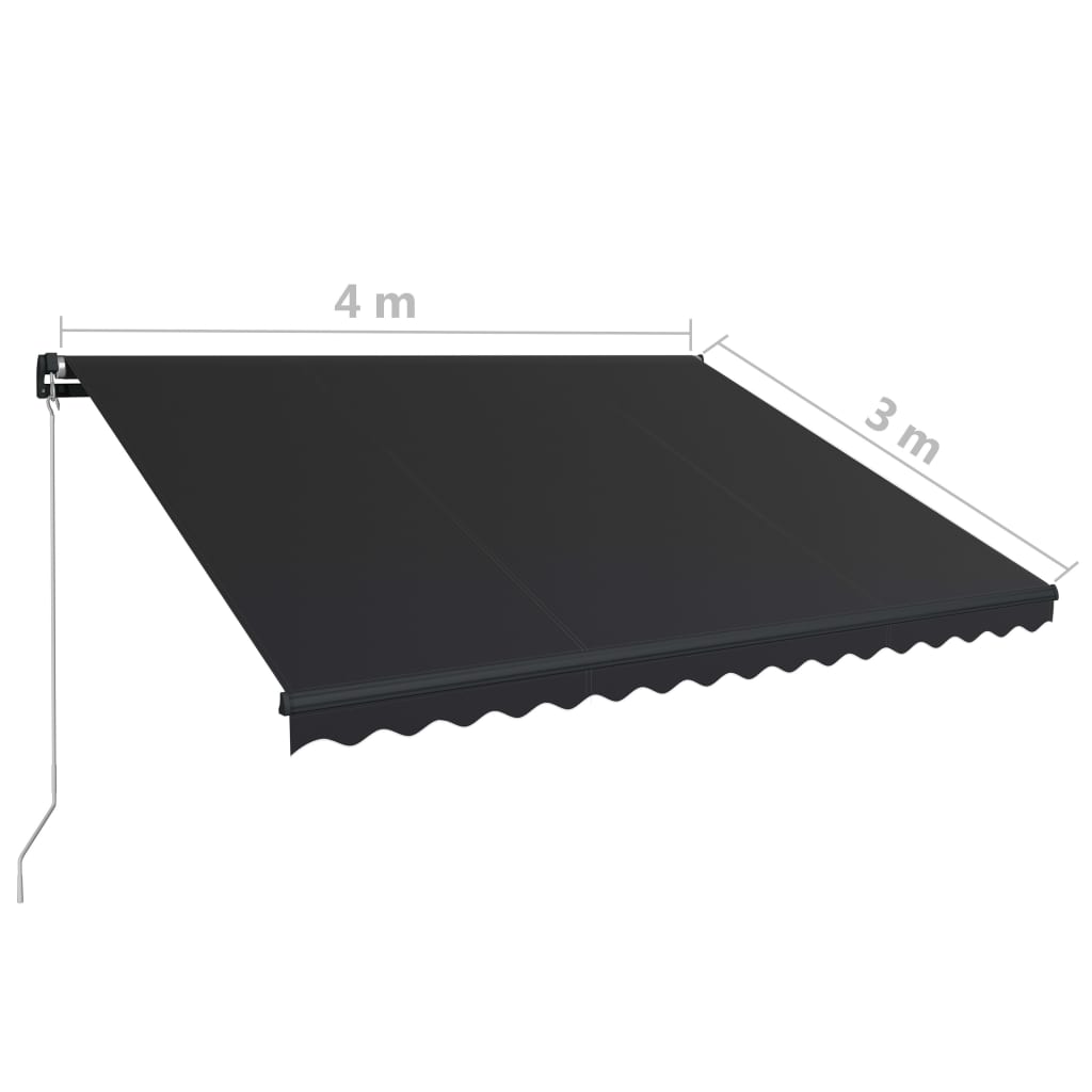 Ročno zložljiva tenda z LED lučmi 400x300 cm antracitna