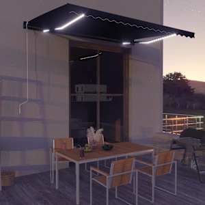 Ručně zatahovací markýza s LED světlem 450 x 300 cm antracitová - obrázek 1