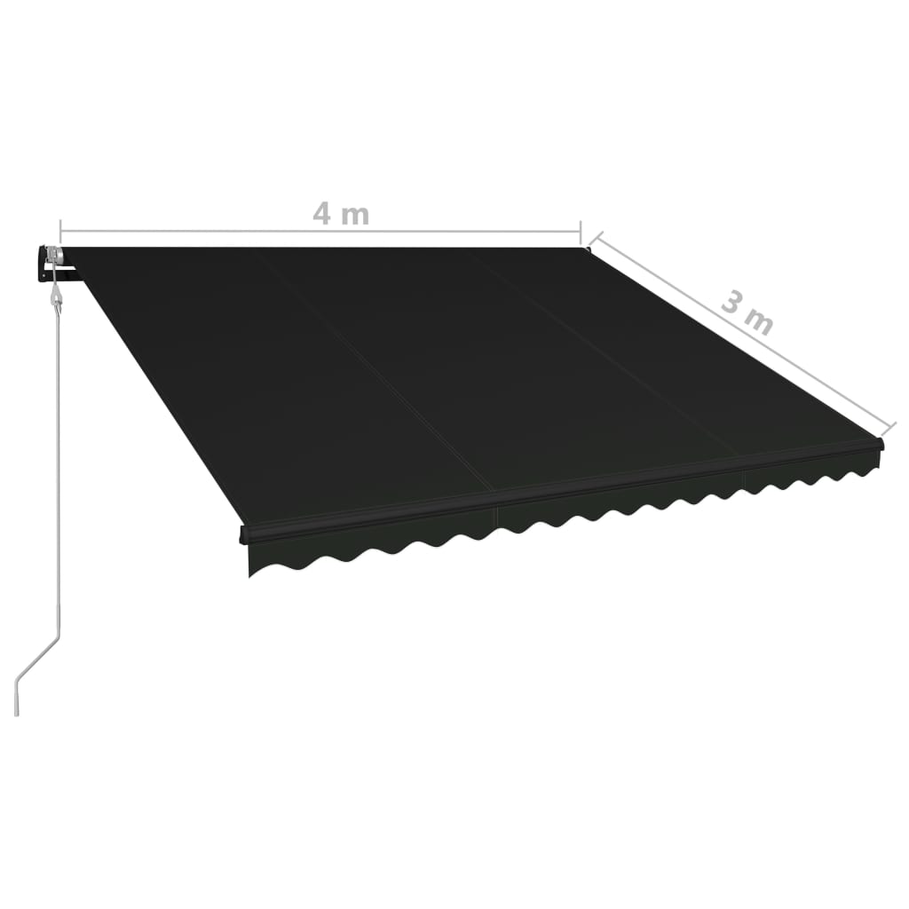 antracitszürke szélérzékelős és LED-es napellenző 400 x 300 cm