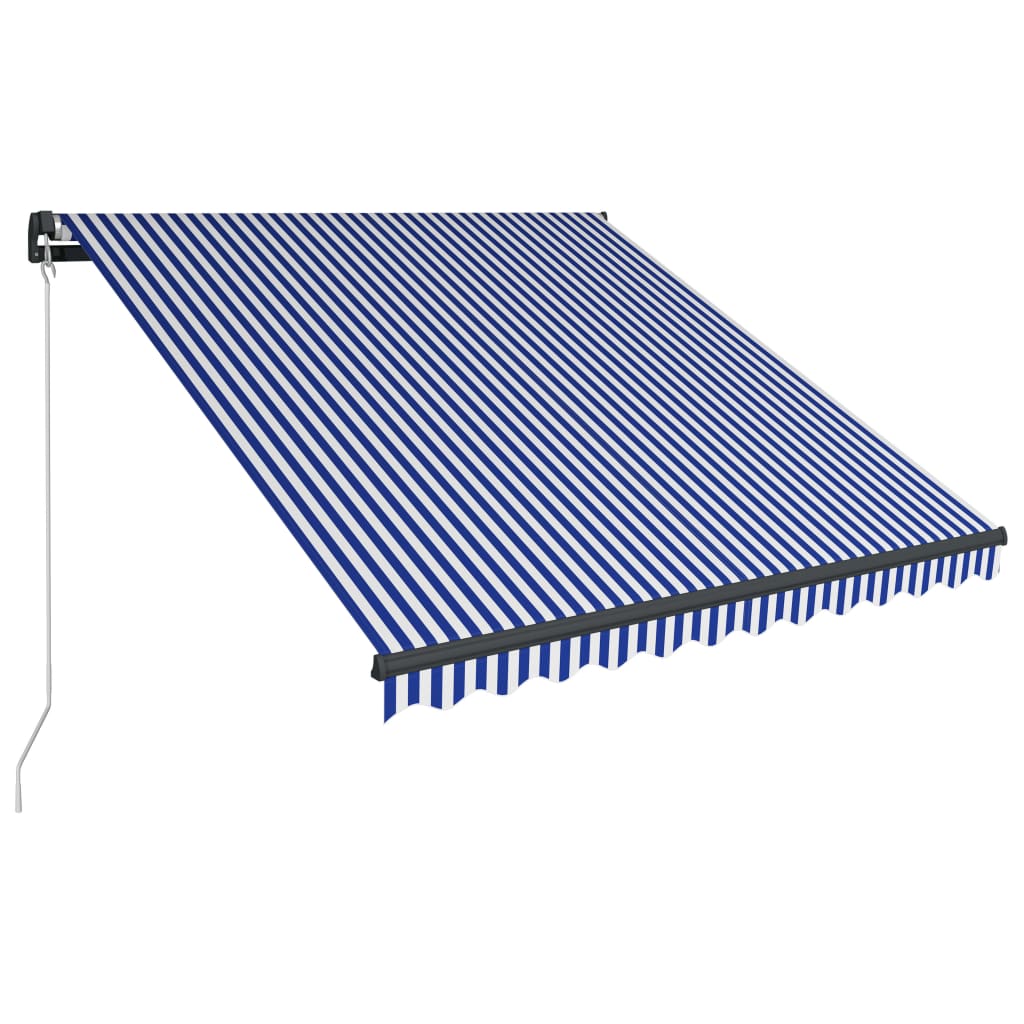 vidaXL izvelkama markīze ar LED, zila ar baltu, 350x250 cm, manuāla