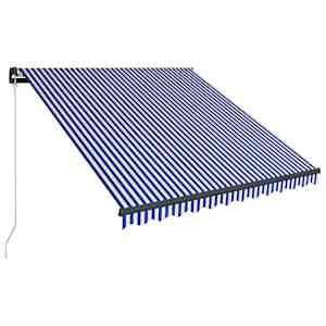 vidaXL Rankiniu būdu i&scaron;traukiama markizė, mėlyna ir balta, 350x250cm
